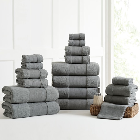 Modern Threads Air Cloud 18-Piece towel set Charcoal Gray 5ACT18PE-CHR-ST